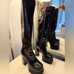 Black Patent Leather Platform Boots